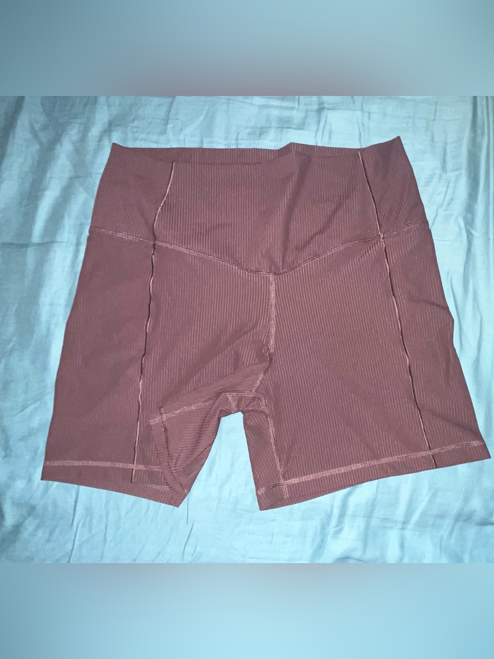 High-Waist Ribbed Women’s Bike Shorts - Mauve